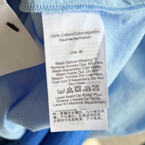 🆕🦋 DKNY Blue Ombre Midi Dress Size 10 NWT 100% Cotton Ruched Side Summer Dress - Picture 15 of 15